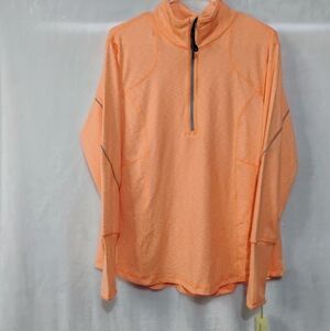Tangerine Orange Stripe Athletic Pullover Back Zip Pocket Sz XL Reflective NWT I